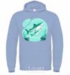Men`s hoodie Turquoise sharks sky-blue фото
