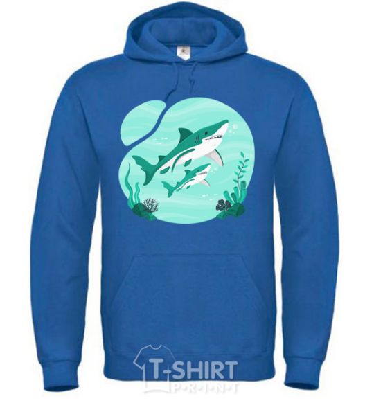 Men`s hoodie Turquoise sharks royal фото