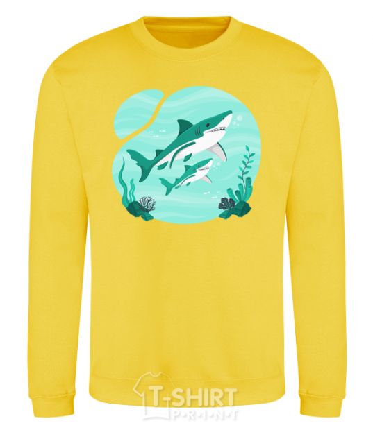 Sweatshirt Turquoise sharks yellow фото