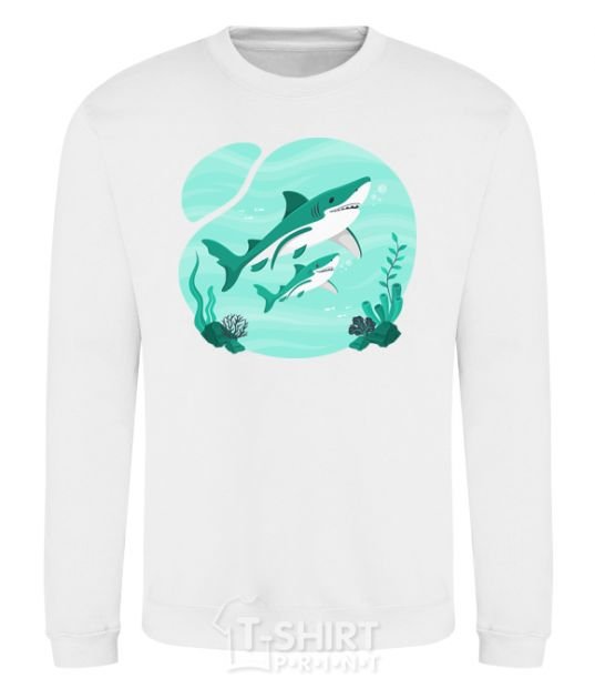 Sweatshirt Turquoise sharks White фото