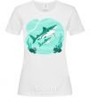 Women's T-shirt Turquoise sharks White фото