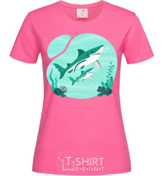 Women's T-shirt Turquoise sharks heliconia фото