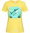 Women's T-shirt Turquoise sharks cornsilk фото