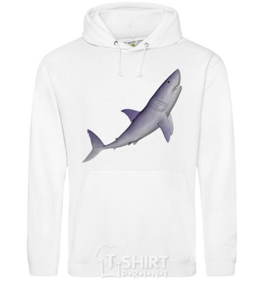Мужская толстовка (худи) Violet shark Белый фото