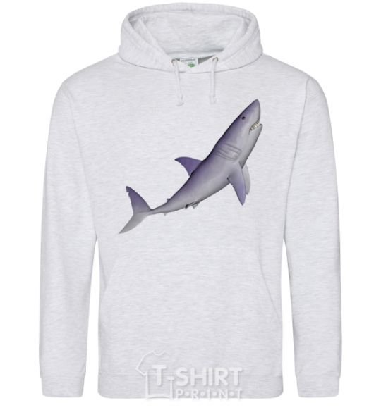 Мужская толстовка (худи) Violet shark Серый меланж фото