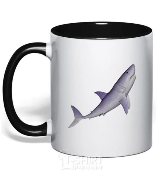 Mug with a colored handle Violet shark black фото