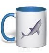 Mug with a colored handle Violet shark royal-blue фото
