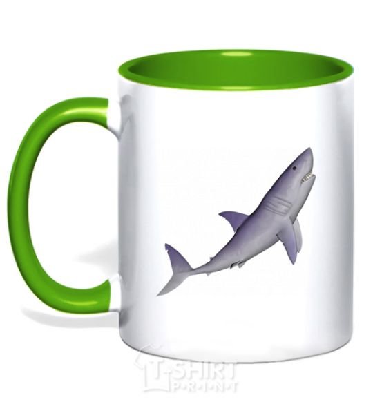 Mug with a colored handle Violet shark kelly-green фото