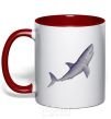 Mug with a colored handle Violet shark red фото