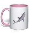 Mug with a colored handle Violet shark light-pink фото