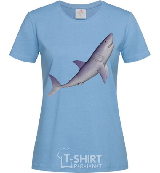 Women's T-shirt Violet shark sky-blue фото