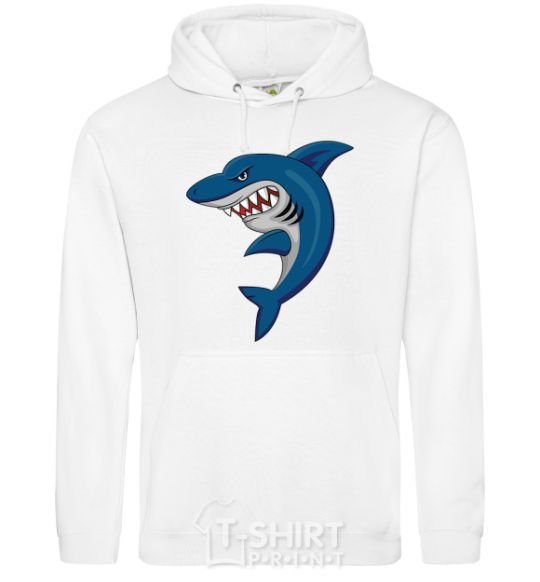 Men`s hoodie Blue shark White фото