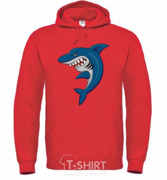 Мужская толстовка (худи) Blue shark Ярко-красный фото