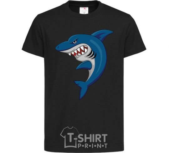Kids T-shirt Blue shark black фото
