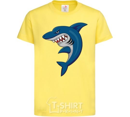 Kids T-shirt Blue shark cornsilk фото