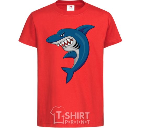 Kids T-shirt Blue shark red фото