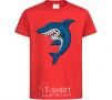 Kids T-shirt Blue shark red фото