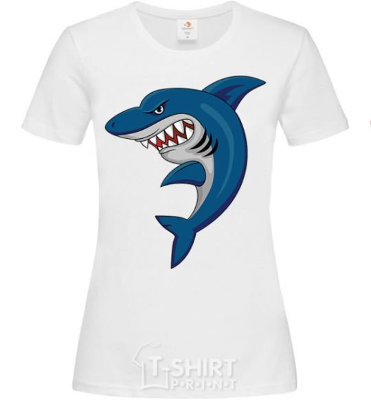 Women's T-shirt Blue shark White фото