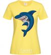 Women's T-shirt Blue shark cornsilk фото