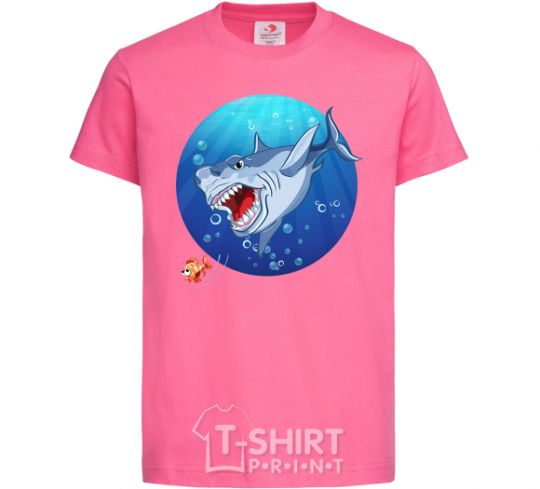 Детская футболка Акула и рыба Ярко-розовый фото
