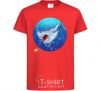 Kids T-shirt A shark and a fish red фото