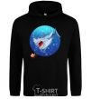 Men`s hoodie A shark and a fish black фото