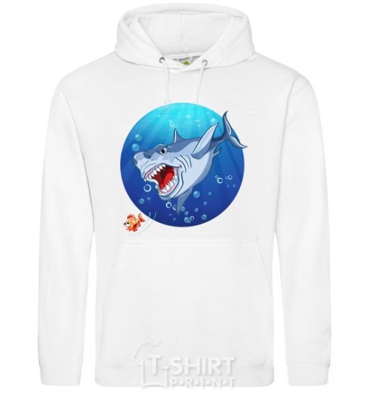 Men`s hoodie A shark and a fish White фото