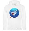 Men`s hoodie A shark and a fish White фото