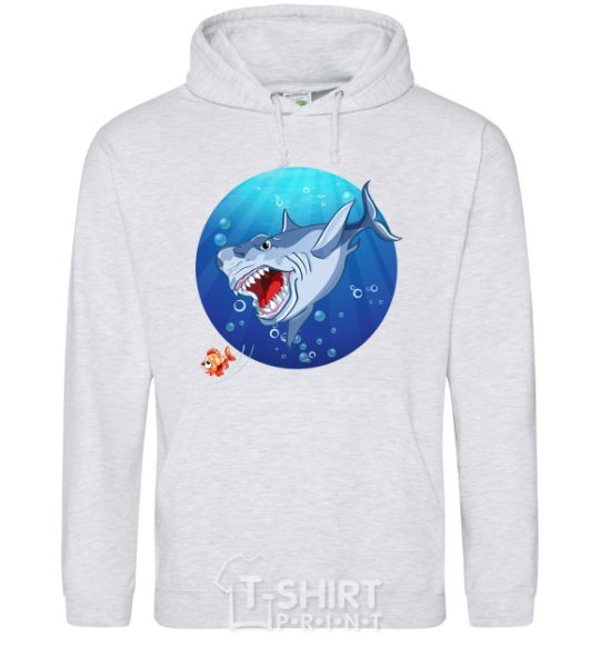 Men`s hoodie A shark and a fish sport-grey фото