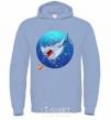 Men`s hoodie A shark and a fish sky-blue фото