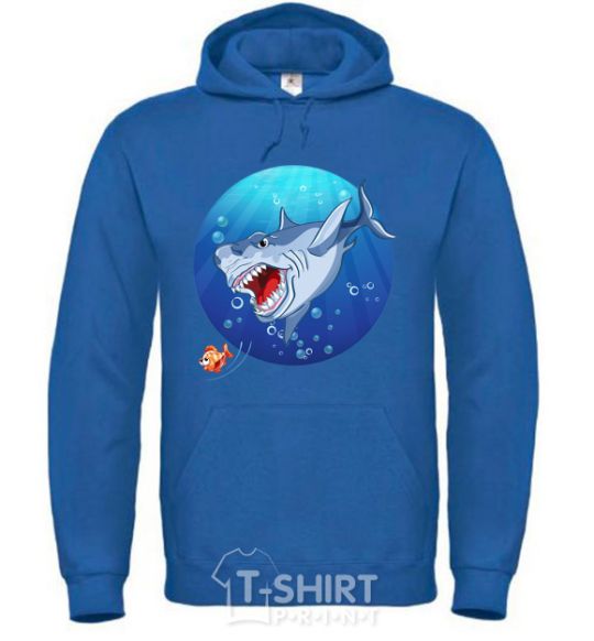 Men`s hoodie A shark and a fish royal фото