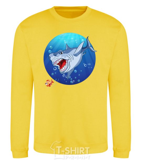 Sweatshirt A shark and a fish yellow фото