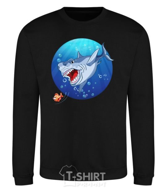 Sweatshirt A shark and a fish black фото