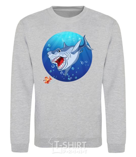 Sweatshirt A shark and a fish sport-grey фото