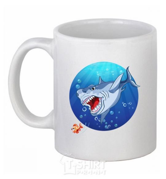 Ceramic mug A shark and a fish White фото