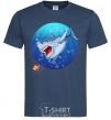 Men's T-Shirt A shark and a fish navy-blue фото