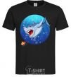Men's T-Shirt A shark and a fish black фото