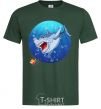 Men's T-Shirt A shark and a fish bottle-green фото