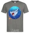 Men's T-Shirt A shark and a fish dark-grey фото