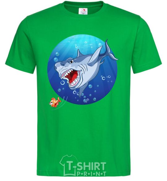 Men's T-Shirt A shark and a fish kelly-green фото