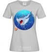 Women's T-shirt A shark and a fish grey фото