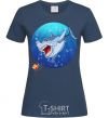 Women's T-shirt A shark and a fish navy-blue фото