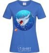 Women's T-shirt A shark and a fish royal-blue фото