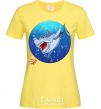 Women's T-shirt A shark and a fish cornsilk фото