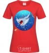 Women's T-shirt A shark and a fish red фото