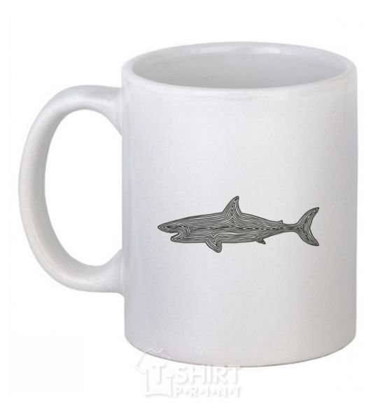 Ceramic mug Shark shapes line White фото