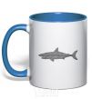 Mug with a colored handle Shark shapes line royal-blue фото