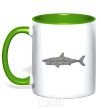 Mug with a colored handle Shark shapes line kelly-green фото