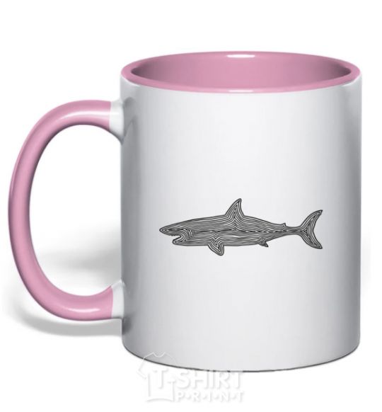 Чашка с цветной ручкой Shark shapes line Нежно розовый фото