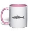 Mug with a colored handle Shark shapes line light-pink фото